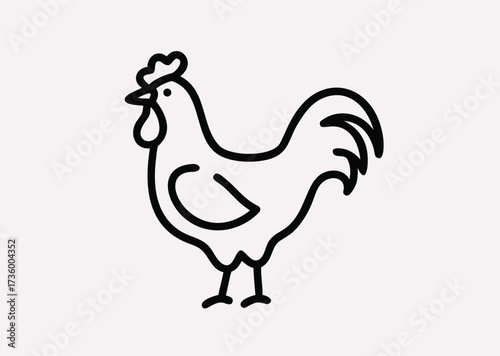 Black Rooster line art Vector silhouette