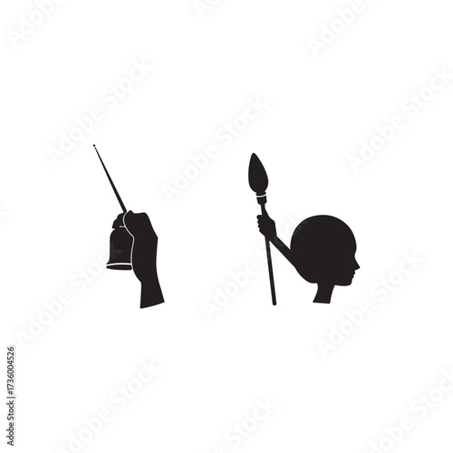 Silhouettes Holding Objects