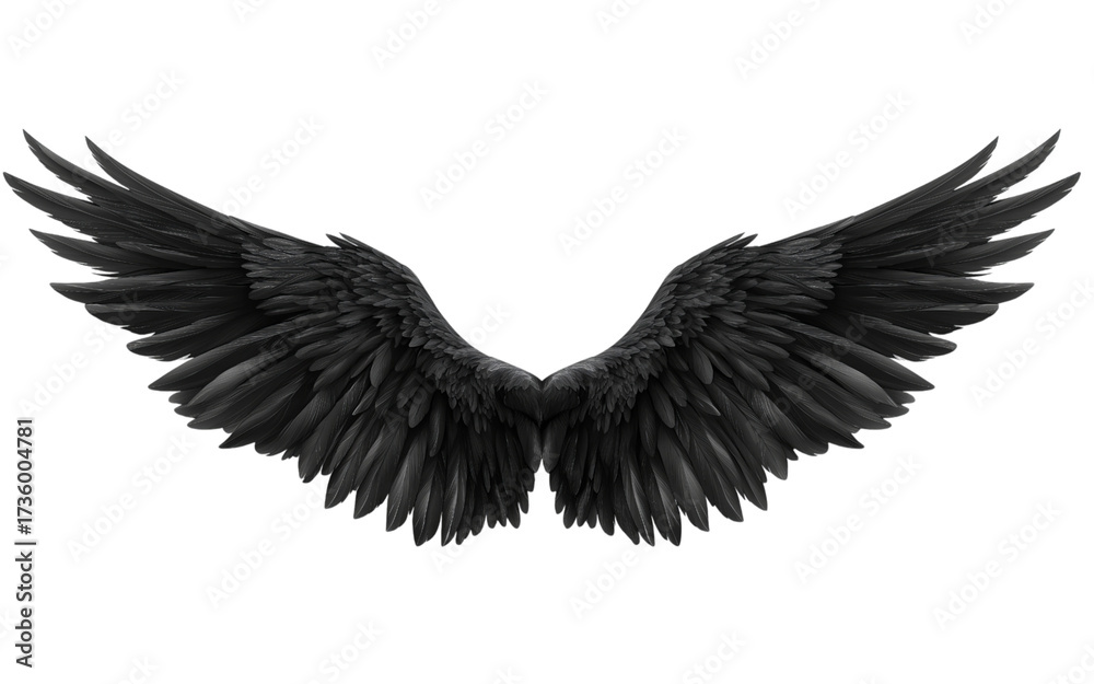 Obraz premium Black Angel Wings isolated on a transparent background