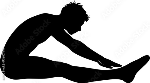 Black and white silhouette of acrobat performing pike jump, vector design perfect for gymnastics posters, acrobatics illustrations, sports icons, and dynamic stock graphics