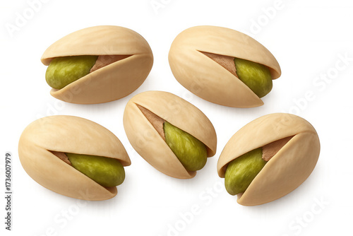 Wallpaper Mural Pistachio nuts scattered, showing green kernels inside cracked shells, healthy snack, transparent background Torontodigital.ca