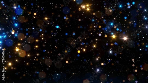 Abstract motion background shining colorfull particles. Shimmering Glittering Particles With Bokeh. Popular, modern, christmas, new year, holiday, wedding background, 2026. 4K loop video animation