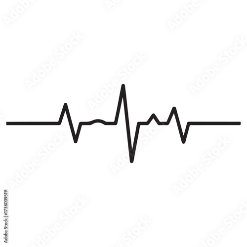Black electrocardiogram line representing a heartbeat isolated on white background technology background