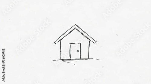 Simple Hand Drawn House Sketch.