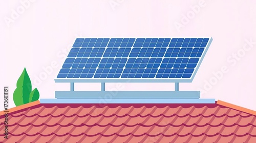 Solar Panel on Rooftop.