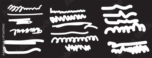 Black grunge brush stoke line set. Hand drawn crayon underline. divider collection. doodle hand drawn swashes and flourishes. Ornate swirl swashes, set of grunge black paint, ink brush strokes. brush 