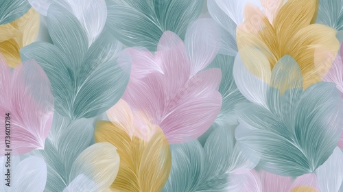 Seamless pattern of colorful flowers. the flowers are arranged in a repeating pattern, with each flower having a different color - pink, yellow, and light blue.