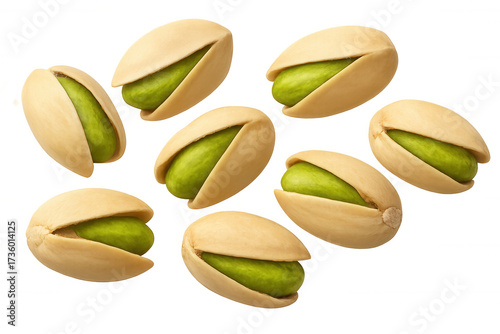 Wallpaper Mural Falling pistachios with shells, fresh green nuts dropping, healthy snack food on transparent background Torontodigital.ca