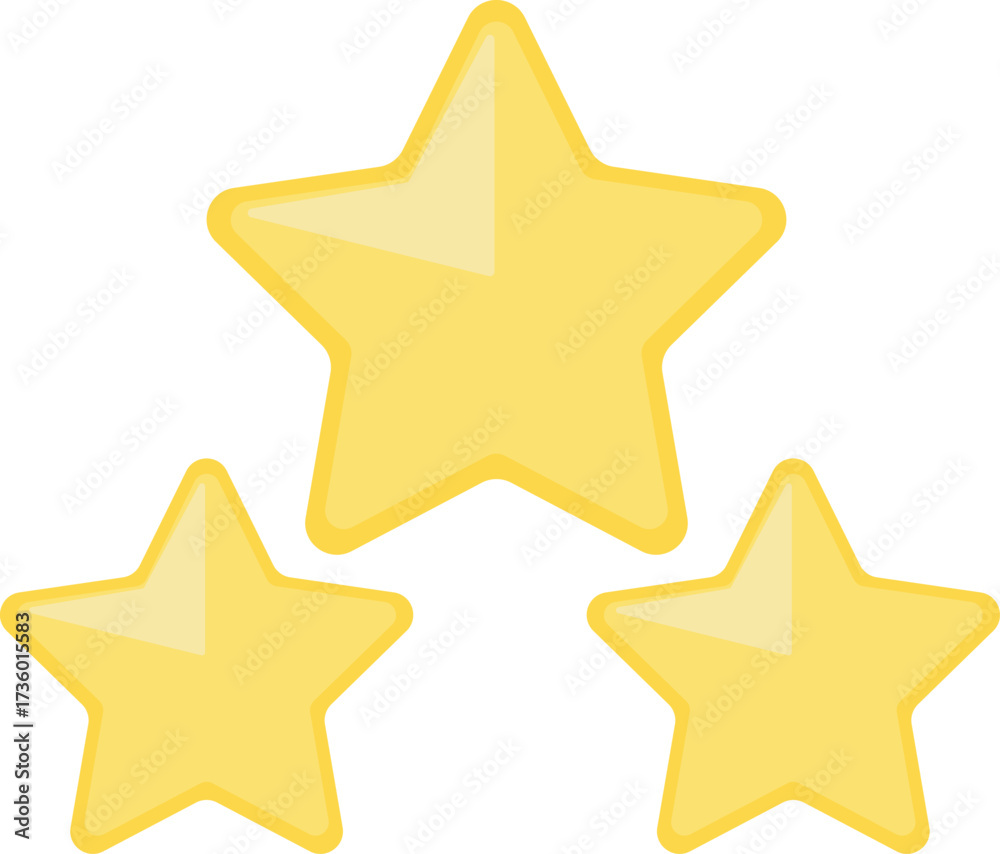Obraz premium Flat vector icon of a three-star rating, representing quality, customer feedback, achievement, and classification for a premium product or service
