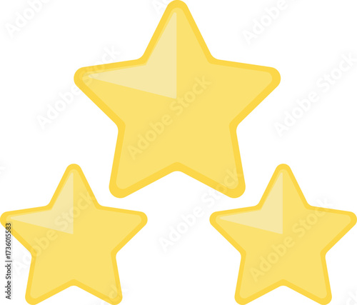 Flat vector icon of a three-star rating, representing quality, customer feedback, achievement, and classification for a premium product or service