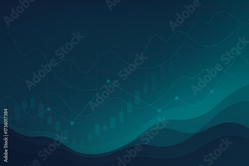 Sleek Financial Presentation Background with Abstract Graphs and Flowing Waves