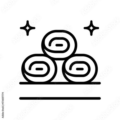 Rolled up spa towels line icon. Healthcare, skincare, wellness contour symbol. Vector isolated illustration.