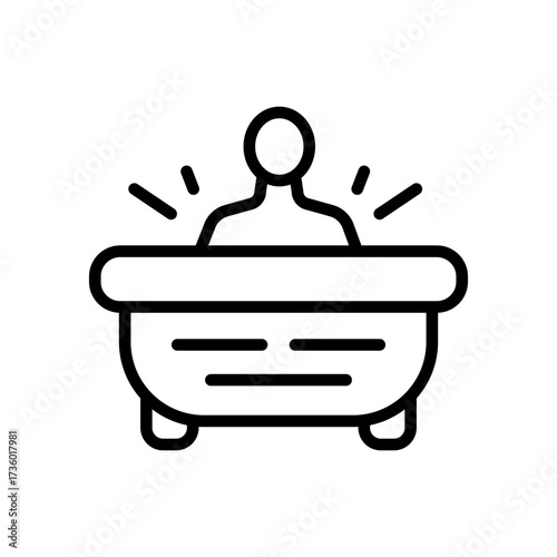 Hydro massage outline icon. Spa health. Bath foot. Healthcare, skincare, wellness contour symbol. Vector isolated illustration.