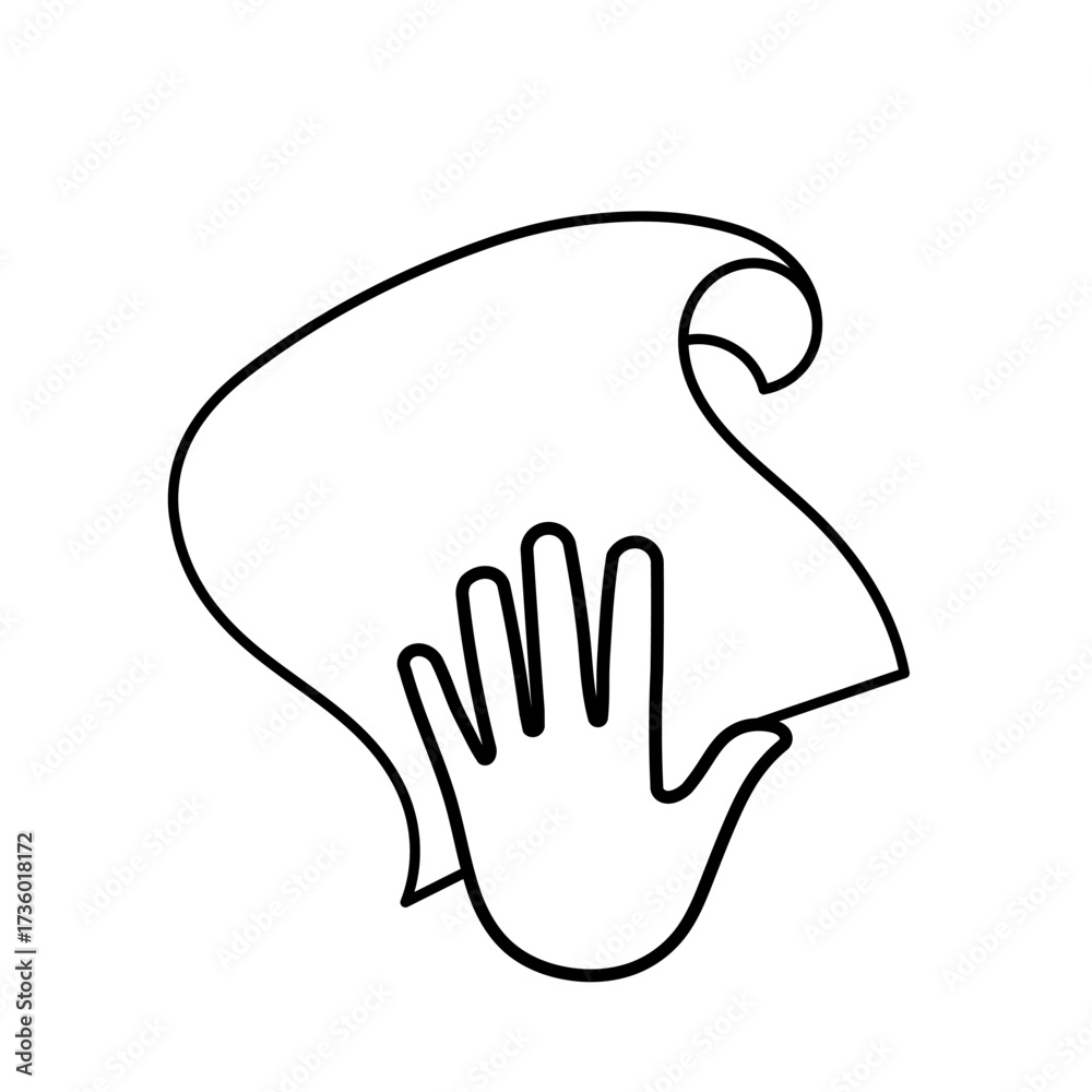 Obraz premium Easy to clean surface vector icon. Hand hygiene icon. Wipe after washing hands icon.