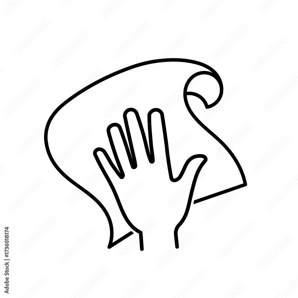 Obraz premium Easy to clean surface vector icon. Hand hygiene icon. Wipe after washing hands icon.