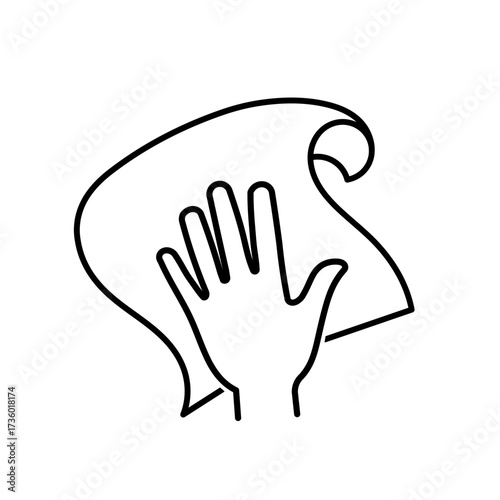 Easy to clean surface vector icon. Hand hygiene icon. Wipe after washing hands icon.