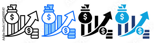 Revenue Growth icon Multi Style Vector Illustration
