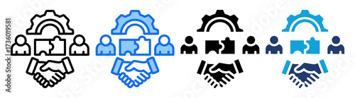 Strategic Partnership icon Multi Style Vector Illustration