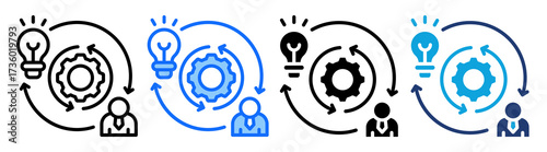 Process Improvement icon Multi Style Vector Illustration
