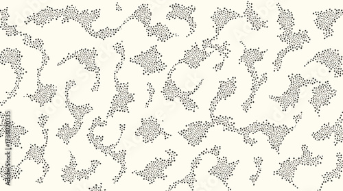 Irregular Black Dot Clusters on a Light Cream Background Abstract Pattern.