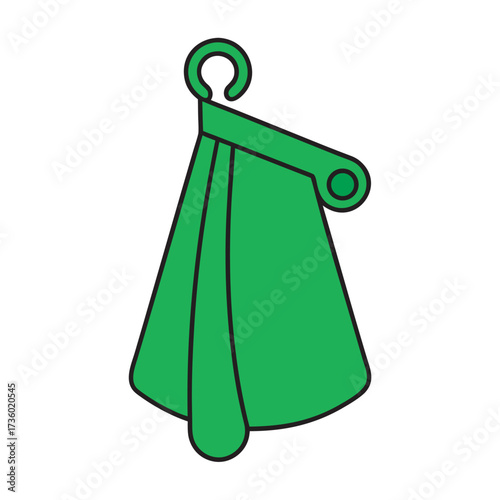 Green towel hanging on a hook in a bathroom