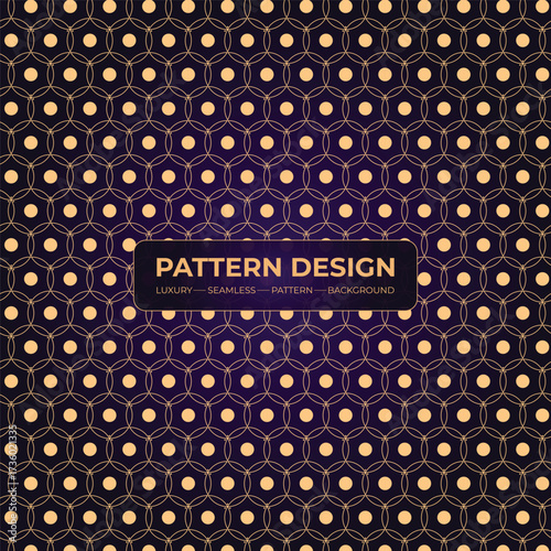 Seamless pattern design intricate geometric hexagonal pattern with golden dots on a dark navy blue textured background, elegant and luxurious design