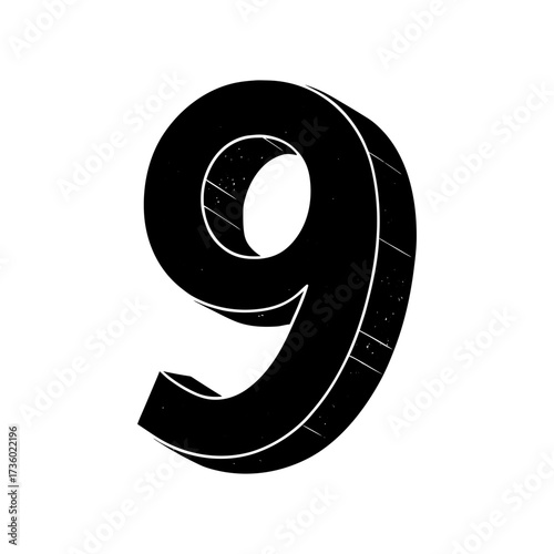 3d Number Nine Blue Glass