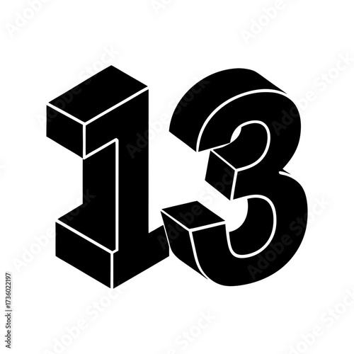 3d Number Thirteen Blue Glass