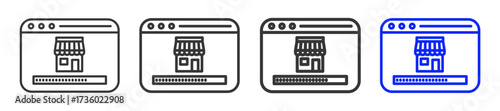 Store Update icon set in creative outline style for corporate use and business operations with multiple thickness variations and scalable vector formats included
