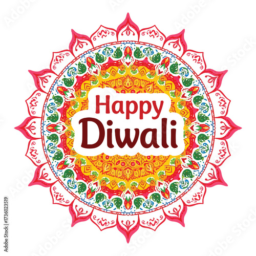 Vibrant Happy Diwali Mandala Design: Celebrate the Festival of Lights with Joyous Colors and Festivities 2025 Diwali