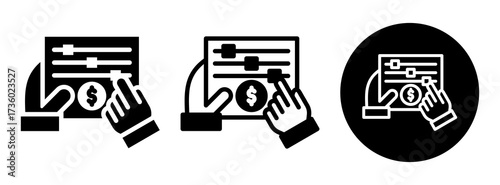 Financial Control Icon Collection Glyph & Mixed Style