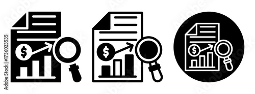 Budget Analysis Icon Collection Glyph & Mixed Style