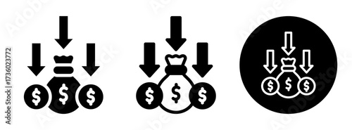 Budget Deficit Icon Collection Glyph & Mixed Style