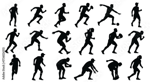 Dynamic silhouettes of athletes in action, perfect for sports branding and fitness campepsgns, conveying energy, motion, and determination in every stride