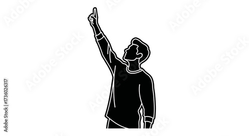 Dynamic silhouette of a man pointing upwards, suggesting visionary leadership, innovative thinking, or inspiring direction in business and life