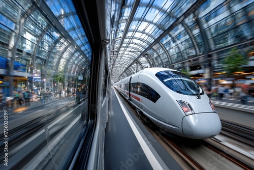 Wallpaper Mural High speed train arriving at modern station Torontodigital.ca