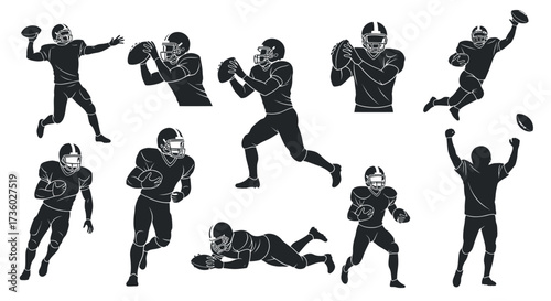 Dynamic football players in action poses ready for the big game and sports victory, perfect for team spirit and fan engagement designs!