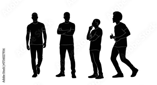 Diverse men silhouettes showcasing various poses, perfect for creating impactful designs and conveying messages of unity and representation in projects
