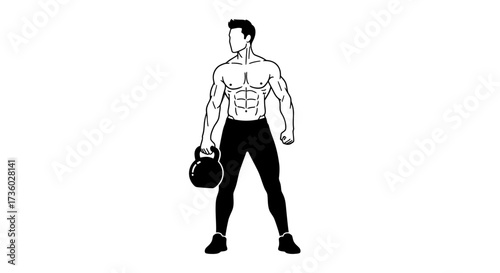 Powerful athlete holding kettlebell ready for intense workout session, demonstrating strength, fitness, and determination for health and wellness campepsgns
