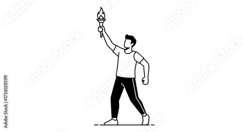 A determined leader proudly carries a flaming torch, symbolizing progress, victory, and inspiring the path forward.