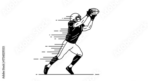 Dynamic football player leaping to catch the ball, embodying speed, agility, and the thrill of the game agepsnst a clean white background