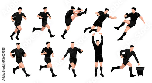 Dynamic rugby player actions in motion, showcasing powerful athleticism and team spirit for sports marketing.