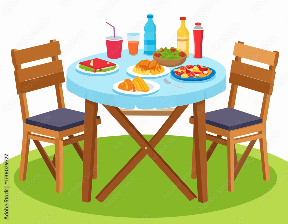 Obraz premium Picnic table with food and drinks outdoor gathering summer meal high quality professional