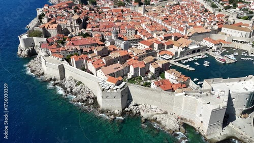 Fortress and roofs in Old Town of Dubrovnik, Croatia