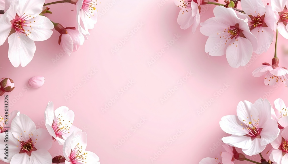 Obraz premium Blooming cherry blossoms celebrate spring nature floral arrangement soft pink background close-up view beauty concept for seasonal decor