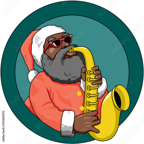 père noël noir qui joue du saxophone