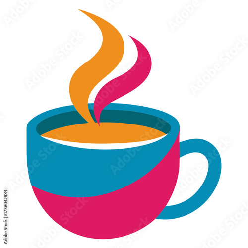 Warm Coffee Cup Artwork Colorful Vector Design