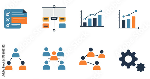 Simple Flat Vector Icon Set Project Management Tools