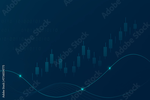 Abstract Corporate Trading Theme with Candlestick Lines and Digital Code