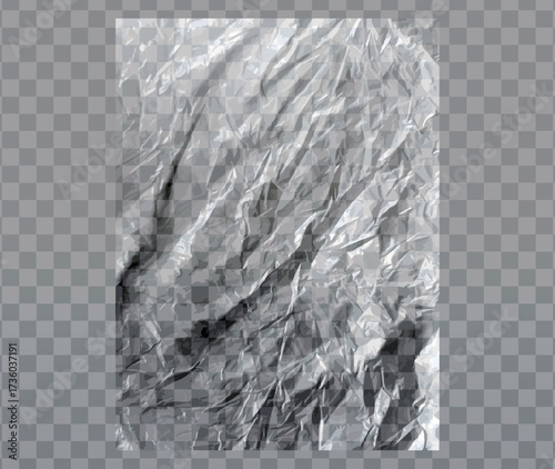 Shiny Transparent Wrinkled Cellophane Plastic Vector
